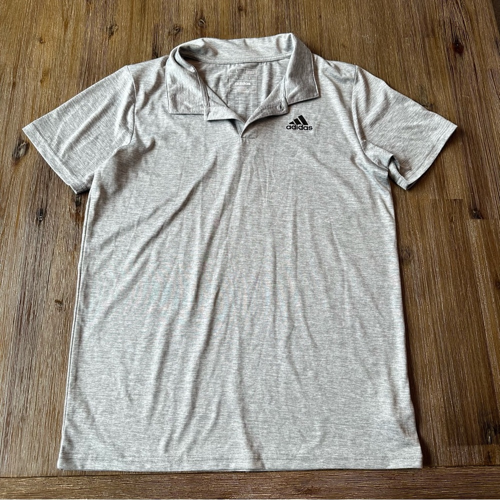 3/27$ Adidas Kids Grey Polo Shirt size L (14-16)